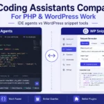 AI coding assistants compared for PHP and WordPress development, showing IDE agents and WordPress snippet tools