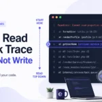 Developer examining a stack trace with the first relevant line in the application code highlighted.